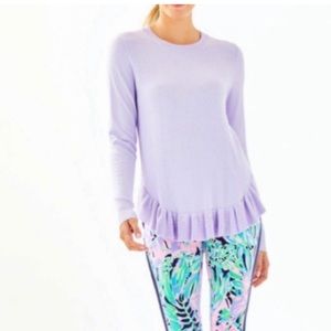 Lilly Pulitzer Estela Ruffle Sweater In light lilac verbana M